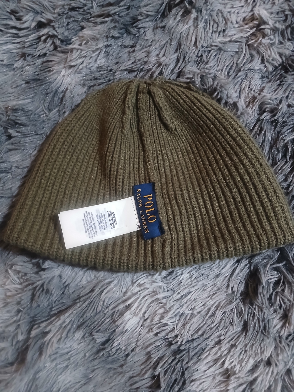 Rare Ralph Lauren Polo Marine Olive Green Patch Knit Hat - Picture 5 of 8
